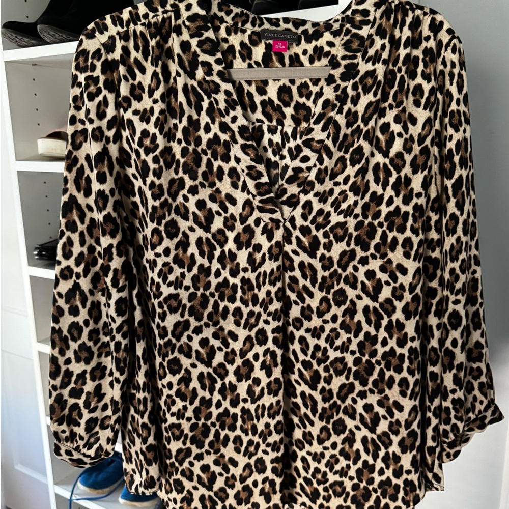 Vince Camuto Leopard Print Relaxed Blouse